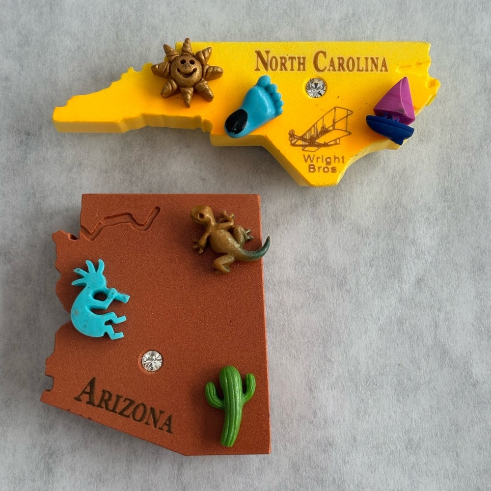 State Magnets North Carolina and Arizona chunky 3D